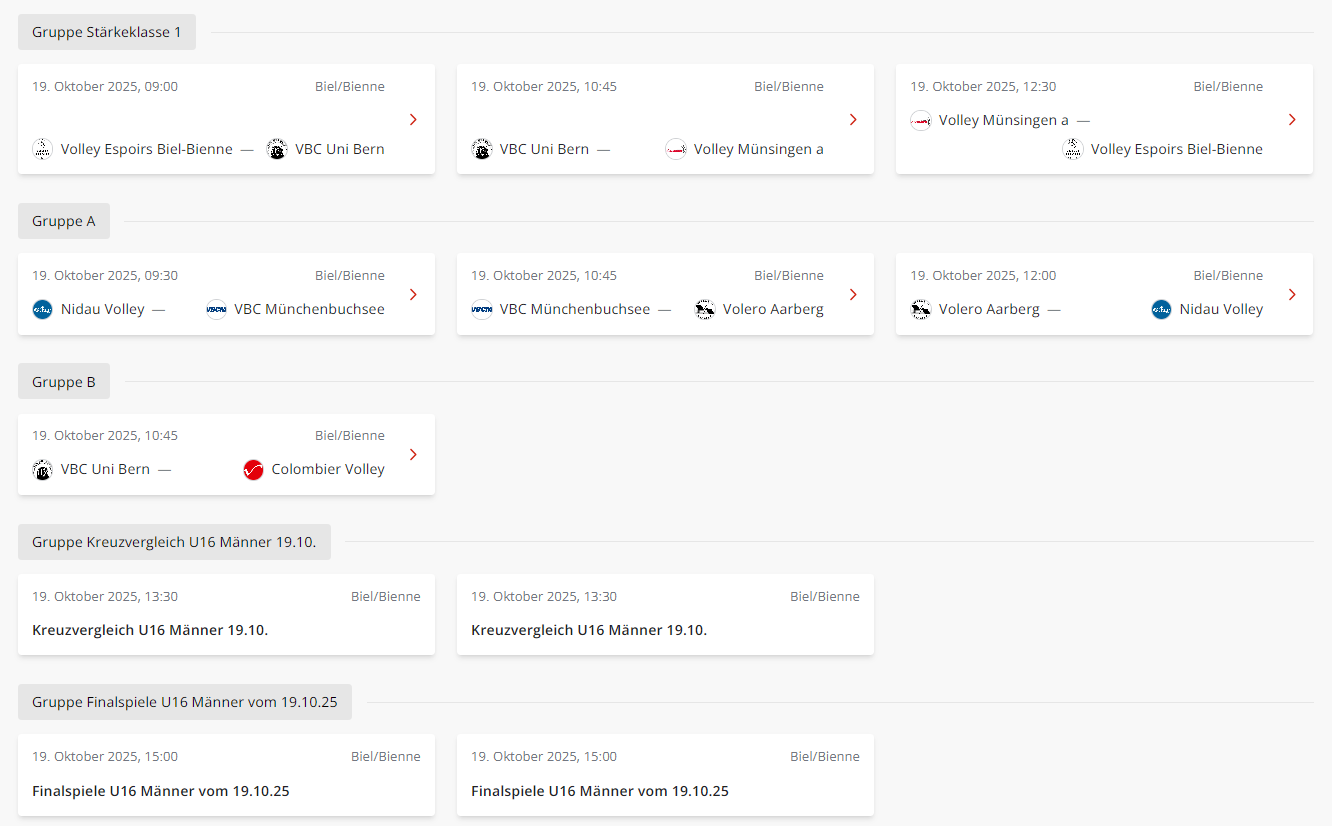Spieplan U16 Junioren